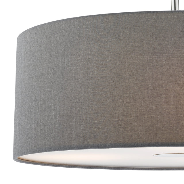 Ronda 3 Light Pendant Grey Faux Silk Shade 60cm