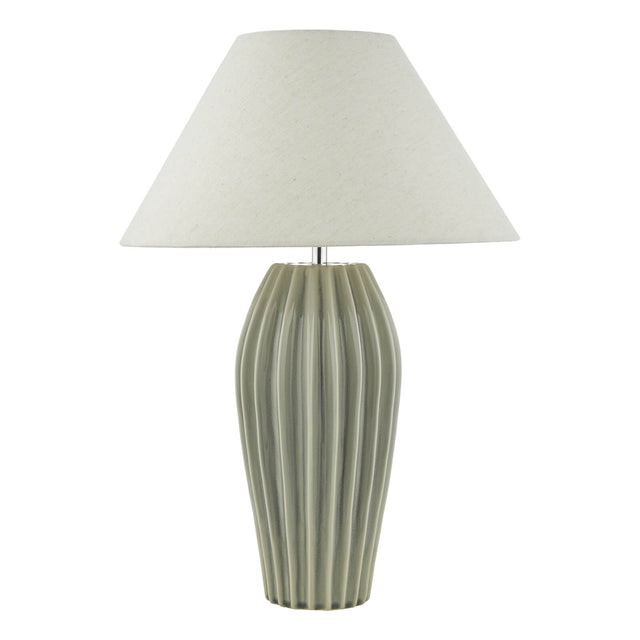 Rosario Table Lamp Grey Crackle Glaze With Shade