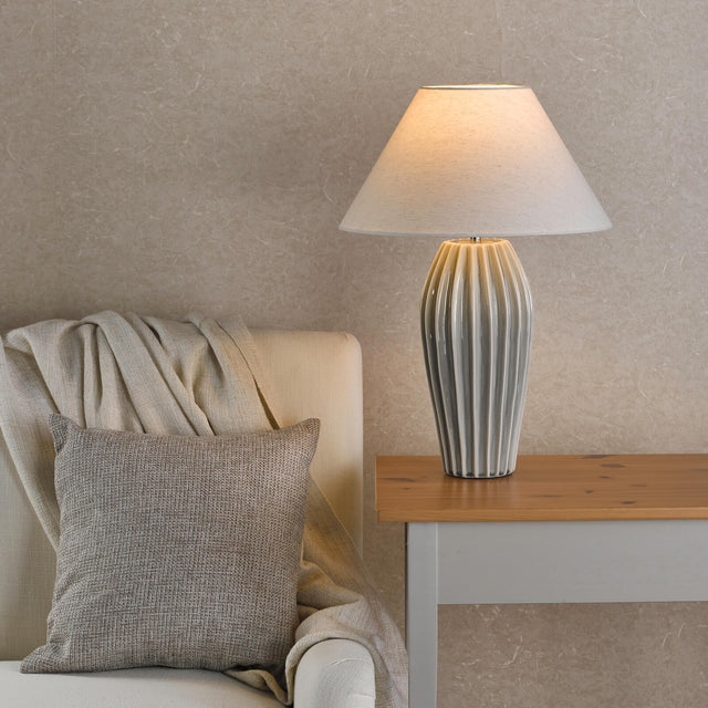 Rosario Table Lamp Grey Crackle Glaze Base Only