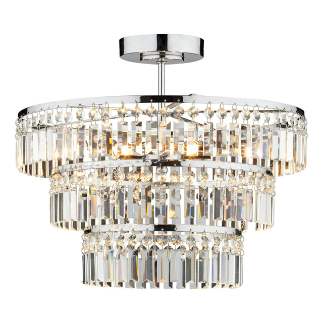 Rowena 3 Light 3 Tier Semi Flush Polished Chrome