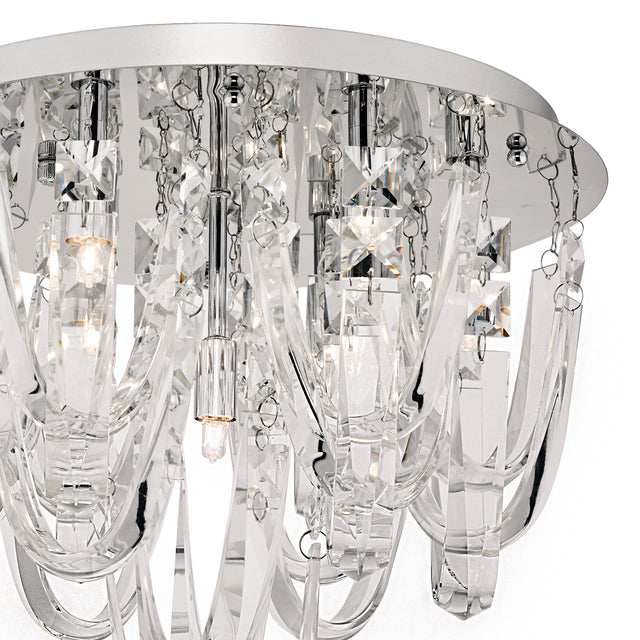 Roxanne Small 7 Light Flush Polished Chrome Crystal