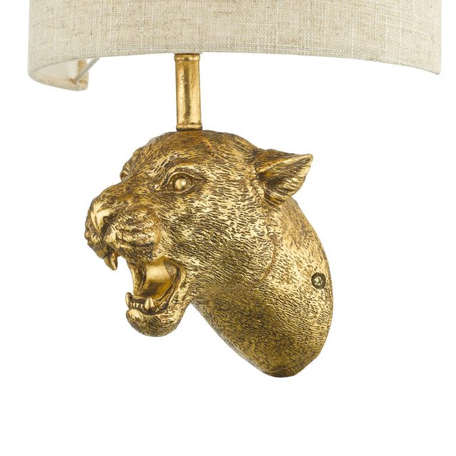 Ruri Leopard Wall Light Gold With Shade