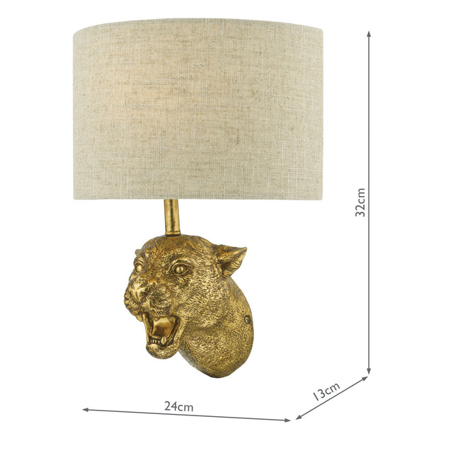 Ruri Leopard Wall Light Gold With Shade