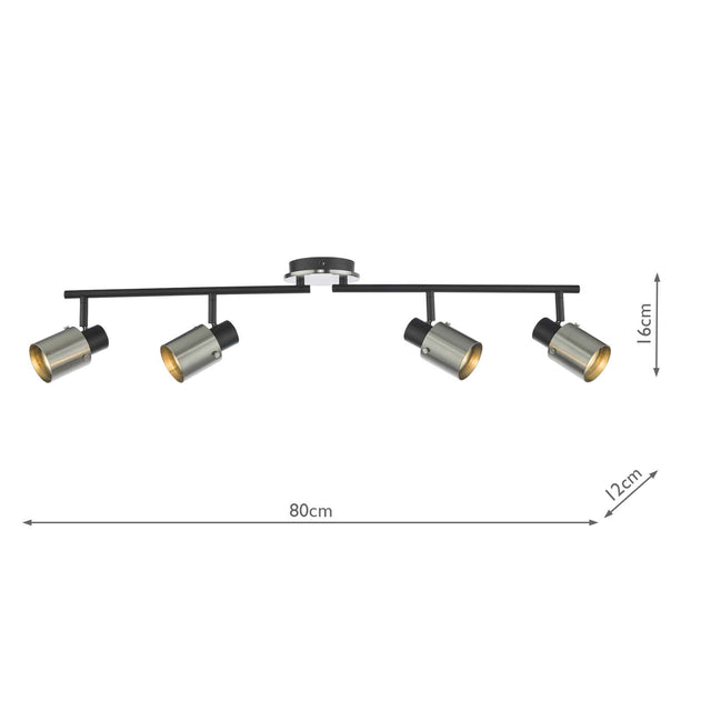 Ryan 4 Light Bar Spotlight Brushed Nickel Matt Black