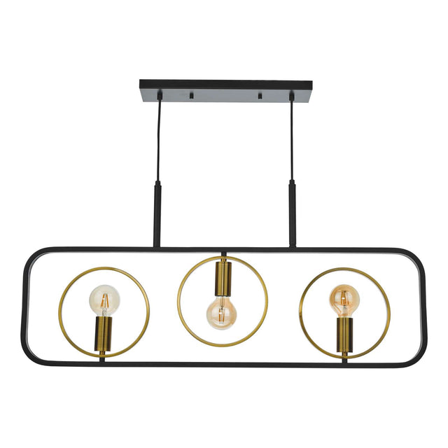 Ryota 3 Light Bar Pendant Satin Black Antique Gold