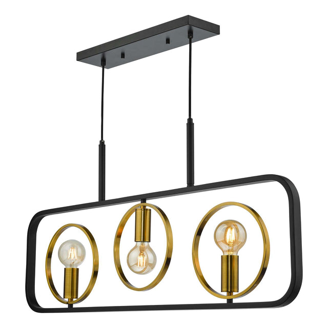 Ryota 3 Light Bar Pendant Satin Black Antique Gold