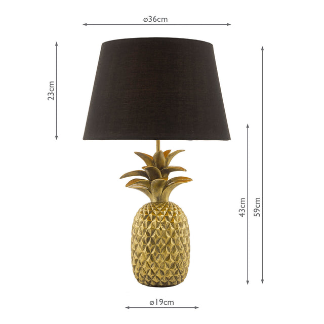 Safa Pineapple Table Lamp Gold With Shade