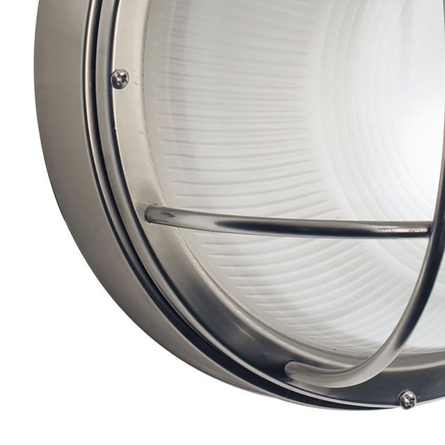 Salcombe Round Outdoor Wall Light Stainless Steel Glass IP44