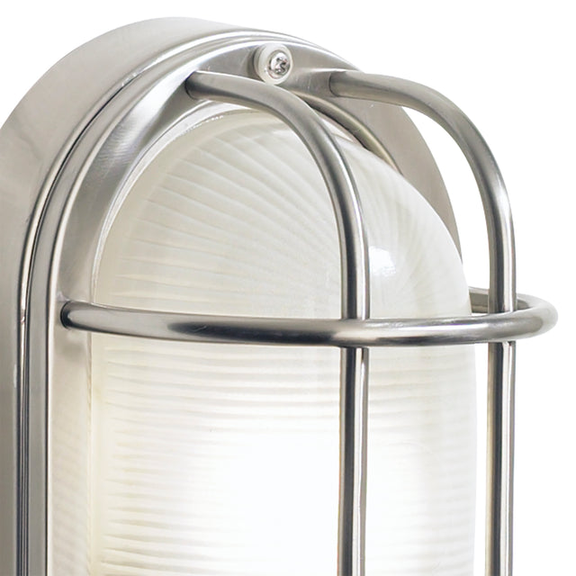 Salcombe Oval Outdoor Wall Light Stainless Steel Glass IP44