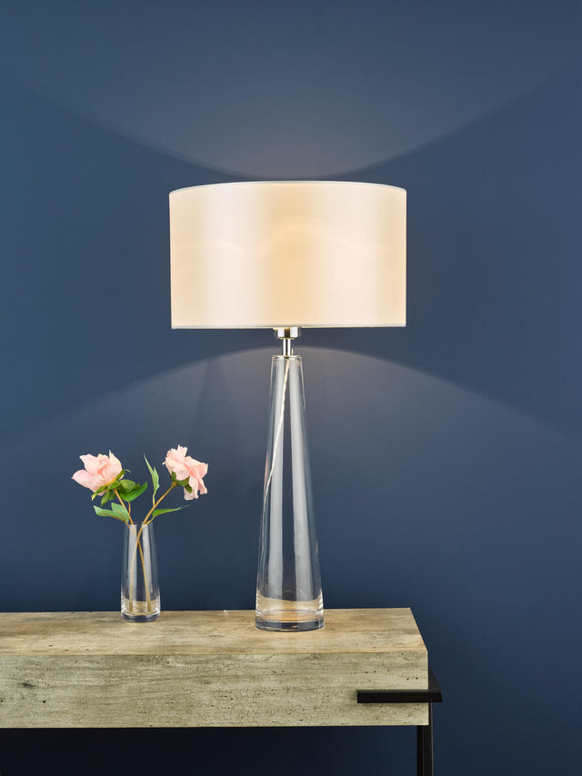 Samara Table Lamp Glass and Polished Chrome With Shade