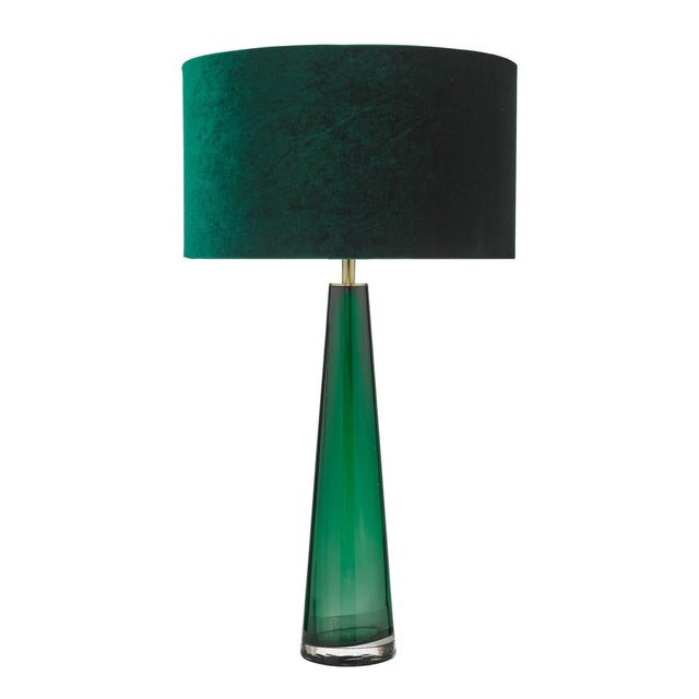 Samara Table Lamp Green Glass and Polished Chrome With Shade