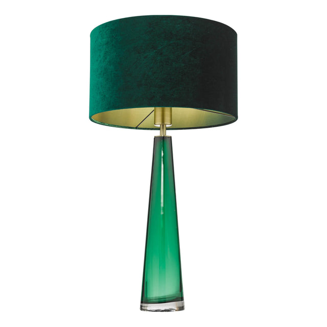 Samara Table Lamp Green Glass and Polished Chrome With Shade