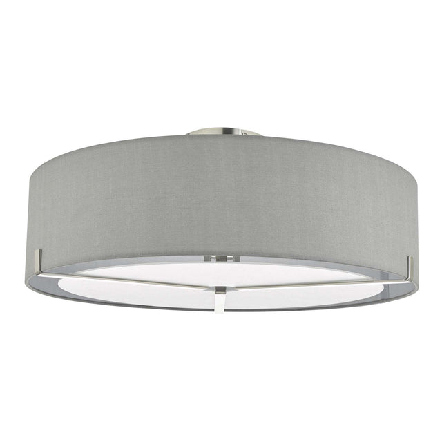 Santino 3 Light Semi Flush Satin Chrome With Grey Shade