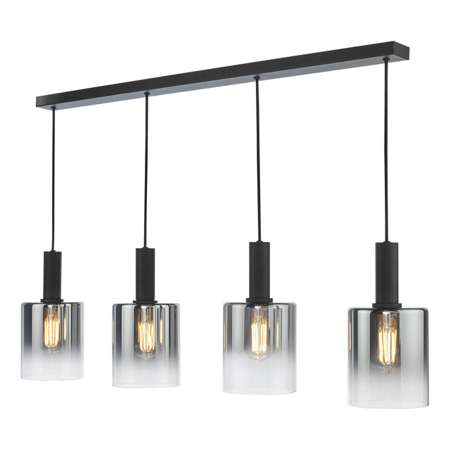 Savannah 4 Light Bar Pendant Matt Black and Smoked Glass