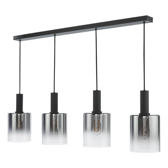 Savannah 4 Light Bar Pendant Matt Black and Smoked Glass