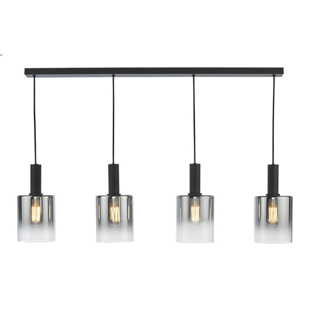 Savannah 4 Light Bar Pendant Matt Black and Smoked Glass