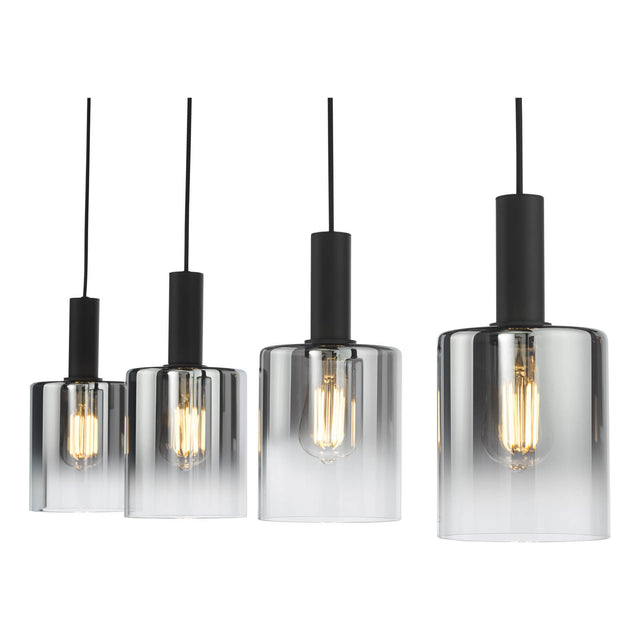 Savannah 4 Light Bar Pendant Matt Black and Smoked Glass