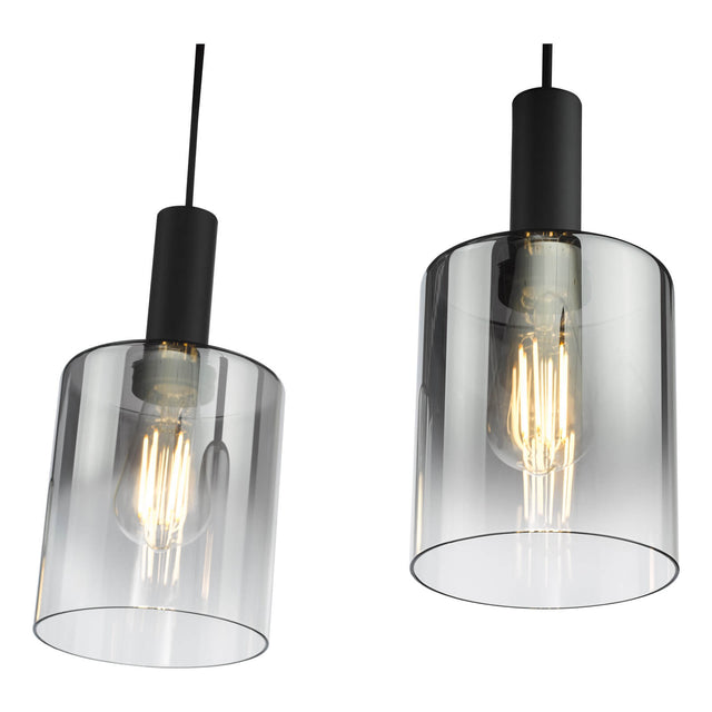 Savannah 4 Light Bar Pendant Matt Black and Smoked Glass