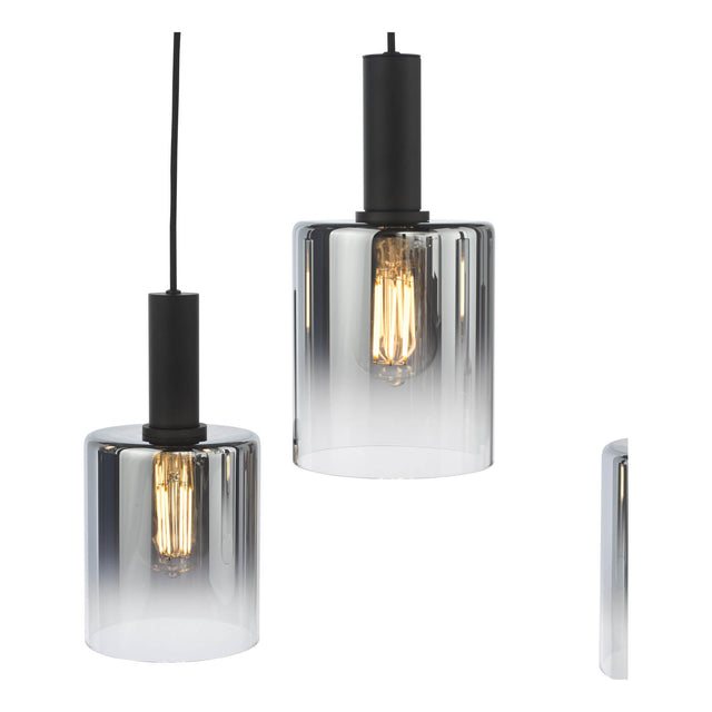 Savannah 6 Light Bar Pendant Matt Black and Smoked Glass