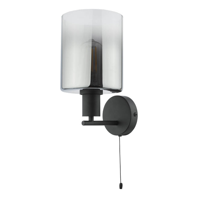 Savannah Wall Light Matt Black and Smoked Glass