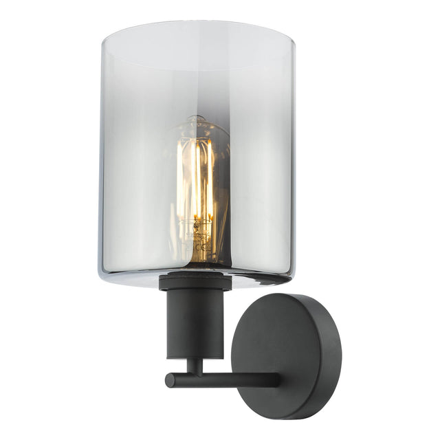 Savannah Wall Light Matt Black and Smoked Glass