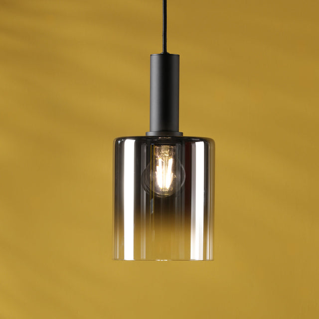 Savannah Pendant Matt Black and Smoked Glass