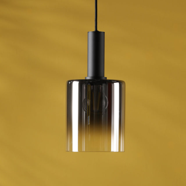 Savannah Pendant Matt Black and Smoked Glass