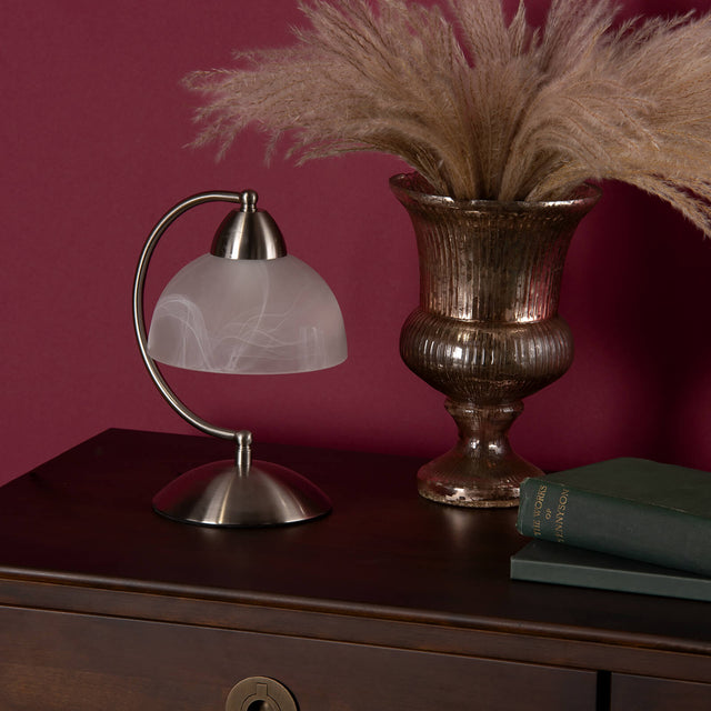 Saxby Touch Table Lamp Satin Chrome Glass