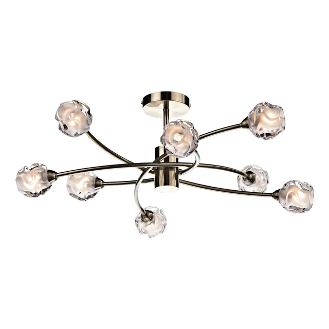 Seattle 8 Light Semi Flush Antique Brass