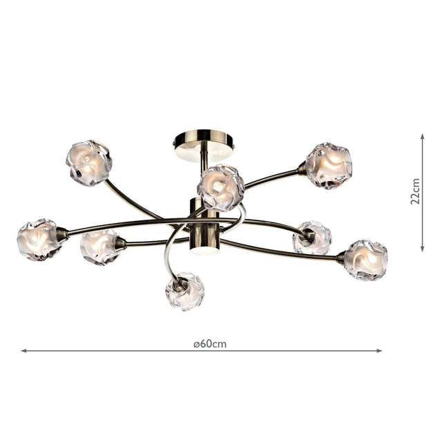 Seattle 8 Light Semi Flush Antique Brass