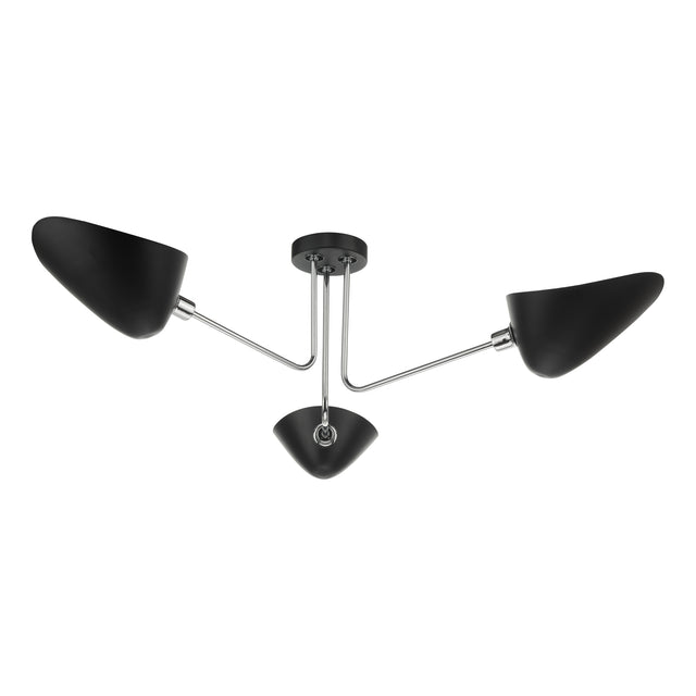 Sebastian 3 Light Semi Flush Matt Black Polished Chrome