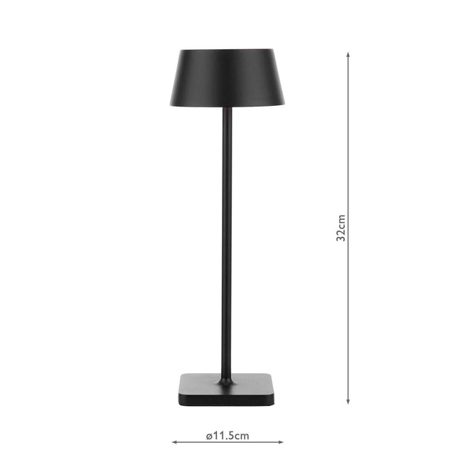 Sergio Rechargeable Outdoor Table Lamp Matt Black LED IP54