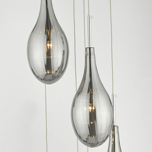 Seta 6 Light Cluster Pendant Polished Chrome Smoked Glass