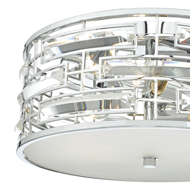 Seville 3 Light Flush Polished Chrome Crystal With Diffuser