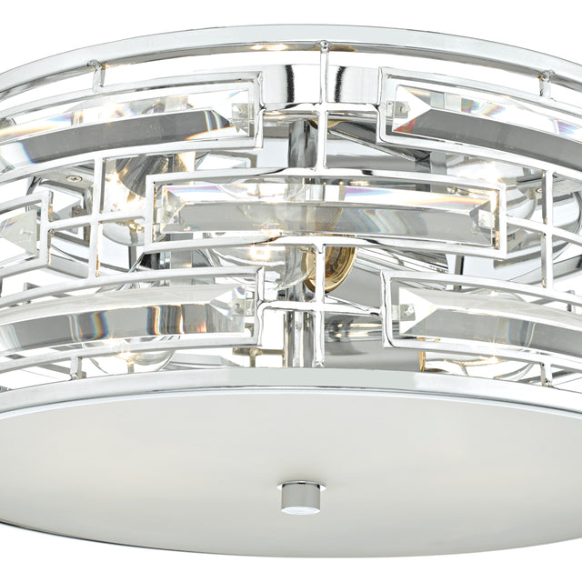 Seville 3 Light Flush Polished Chrome Crystal With Diffuser