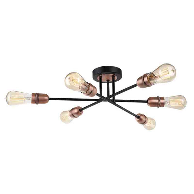 BLACK with COPPER VENUS SEMI FLUSH FITTING (LAMP NOT INCLUDED)