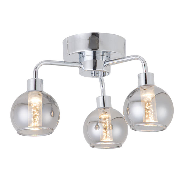 3*3W IP44 REYNA Semi Flush CHROME c/w smoke glass