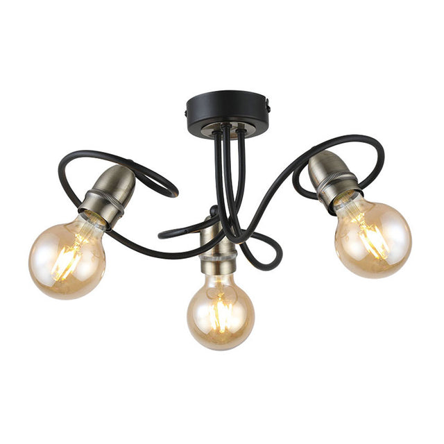 BLACK with ANTIQUE BRASS TRIAS SURFACE FITTING (LAMP NOT INCLUDED)