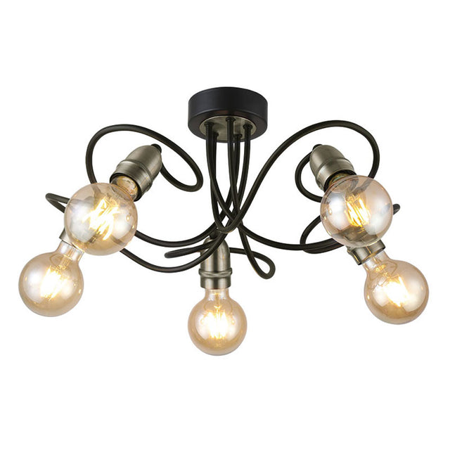 BLACK with ANTIQUE BRASS TRIAS SURFACE FITTING (LAMP NOT INCLUDED)