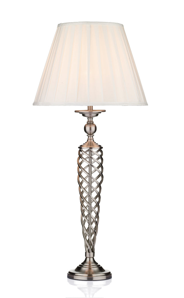 Siam Table Lamp Satin Chrome With Shade