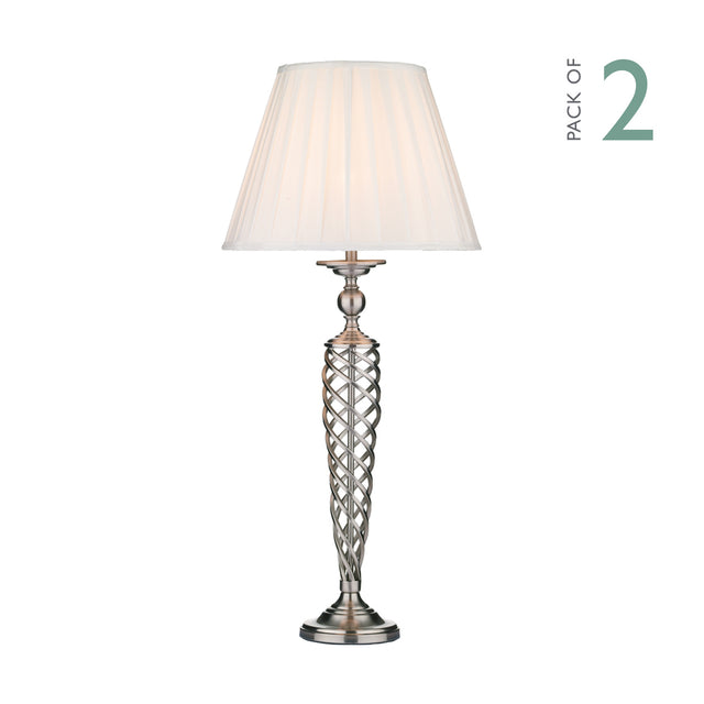 Siam Table Lamp Satin Chrome With Shade