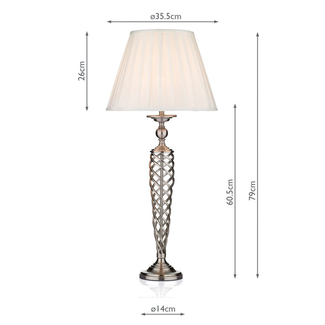 Siam Table Lamp Satin Chrome With Shade