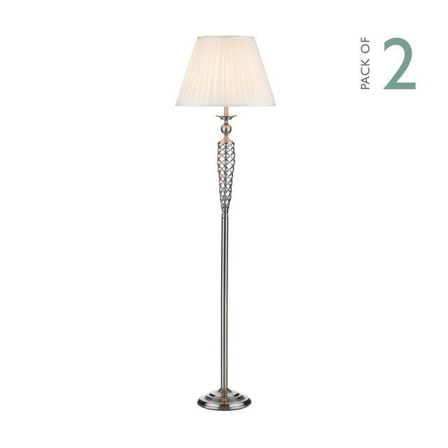 Siam Floor Lamp Satin Chrome With Shade