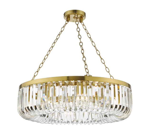 Sigourney 8 Light Pendant Satin Gold and Crystal