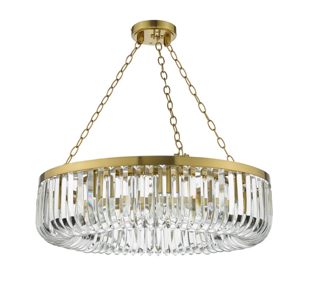 Sigourney 8 Light Pendant Satin Gold and Crystal