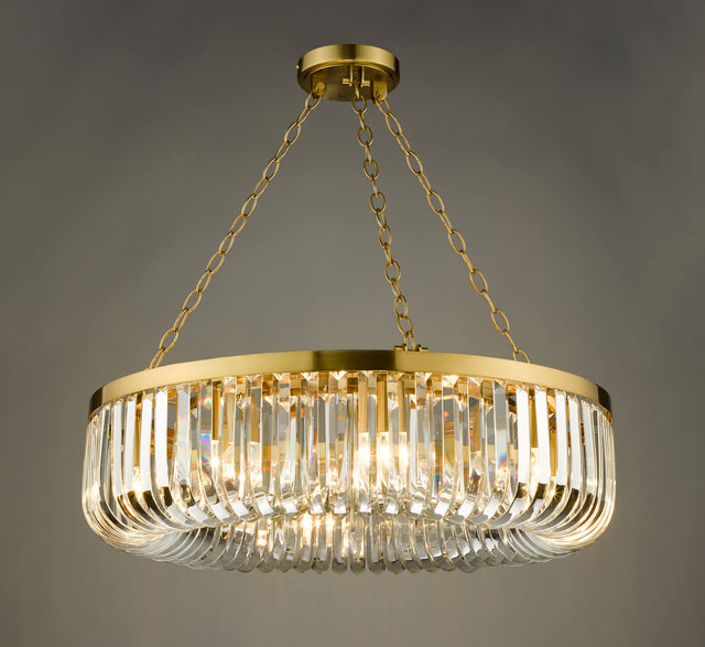 Sigourney 8 Light Pendant Satin Gold and Crystal