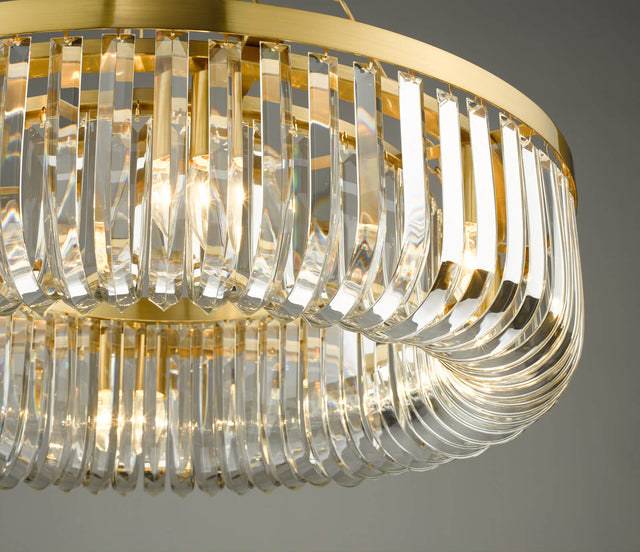 Sigourney 8 Light Pendant Satin Gold and Crystal