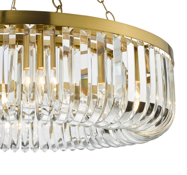 Sigourney 8 Light Pendant Satin Gold and Crystal