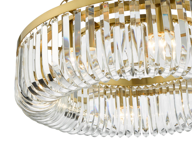 Sigourney 8 Light Pendant Satin Gold and Crystal