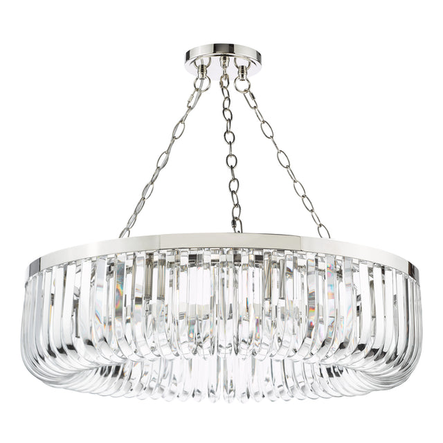 Sigourney 8 Light Pendant Polished Nickel and Crystal